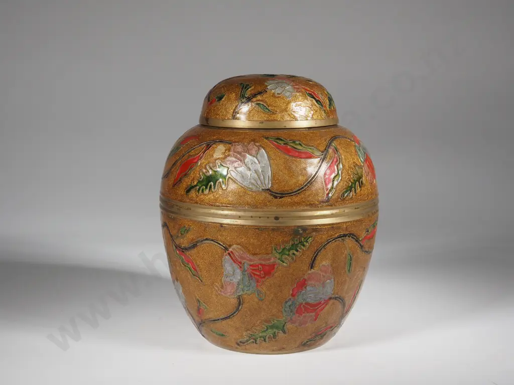 Brass & Enabled Ginger Jar Image 1++