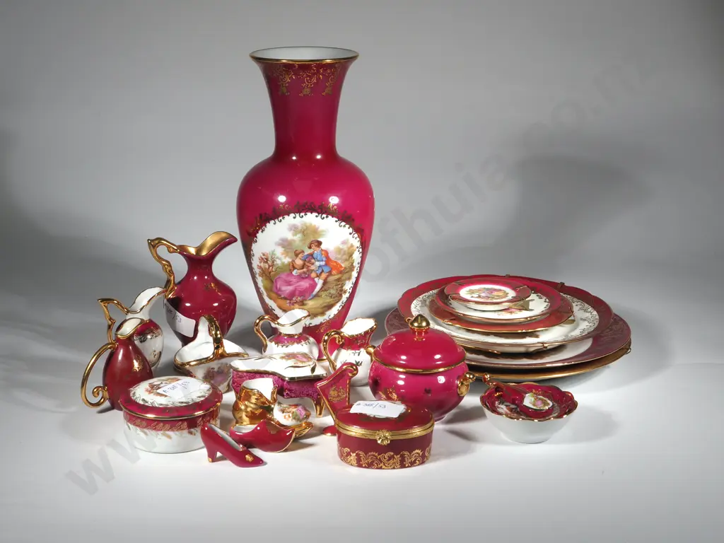 Large Mixed Lot of Crimson and Gilt Limoges Image 1++