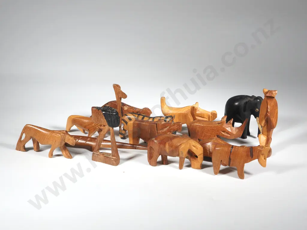 Small Wooden Elephant & Other Assorted Wooden Animals Image 1++