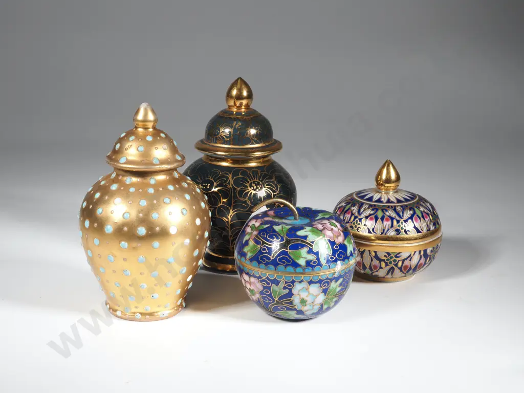 Four Lidded Gilt Jars Image 1++