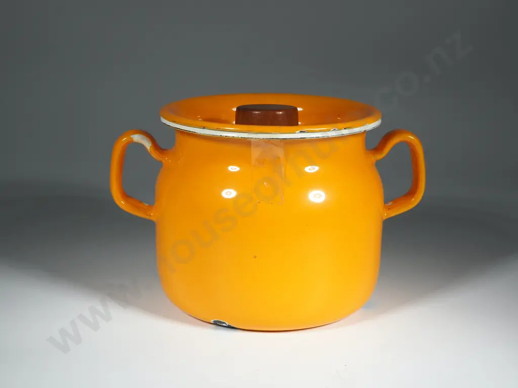 Orange Lidded Pot Enamel - Honey Your Life Image 1++
