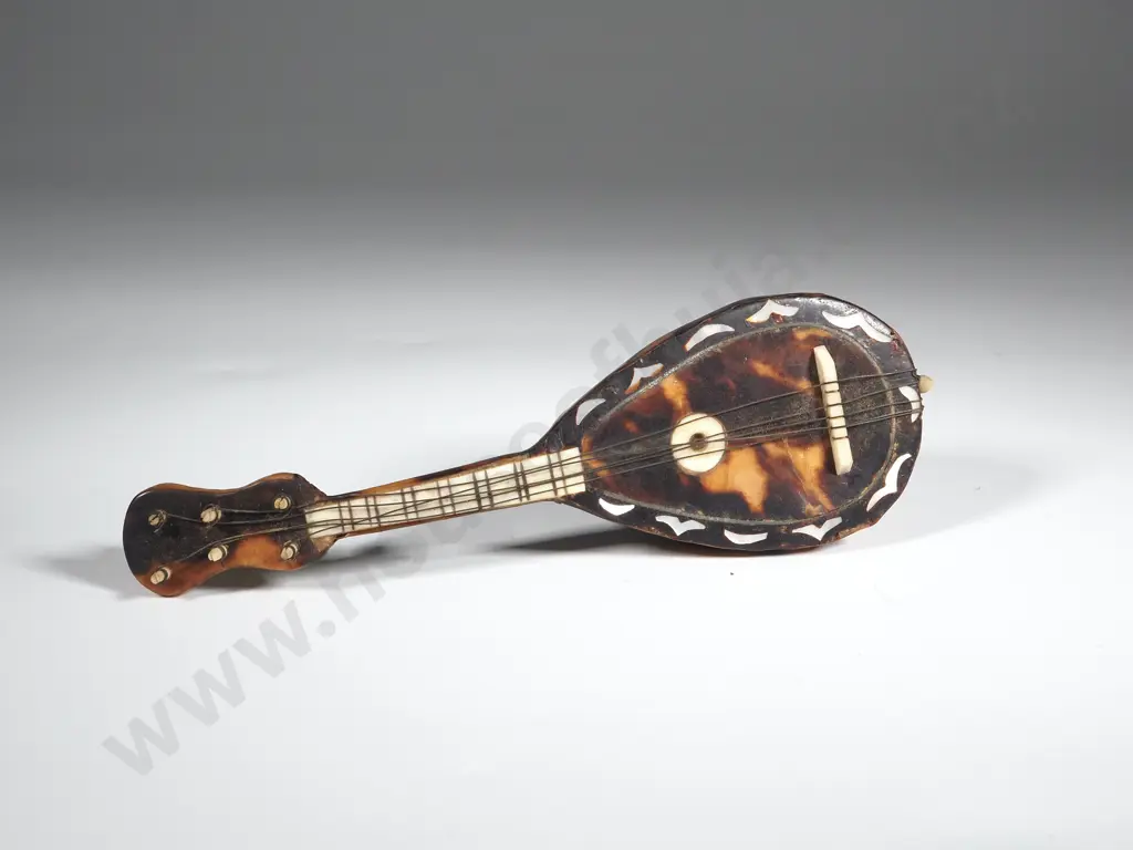 Vintage Miniature Tortoiseshell & Ivory Mandolin. Image 1++