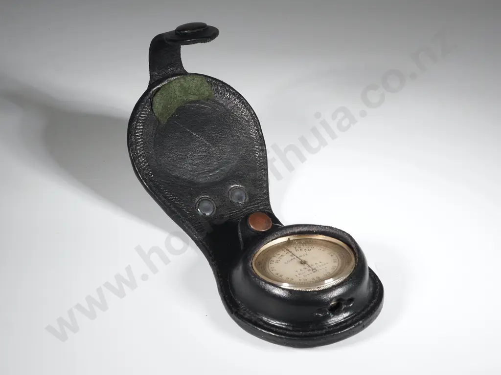 German Issued Pocket Compass Or Marschkompass (Marching Compass)  By  R Fuess In a British Leather Belt Pouch Image 1++