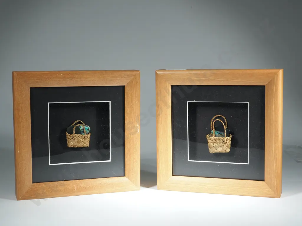 Art Work. Three Dimensional Nga Kete In Square Timber Frame Image 1++