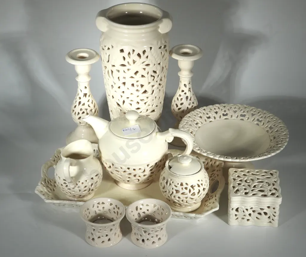 Cream Casa Domani Chantilly to Include Teapot, Sugar, Creamer & Tray, Candlesticks, Lidded Box Compote &  Tealights Image 1++