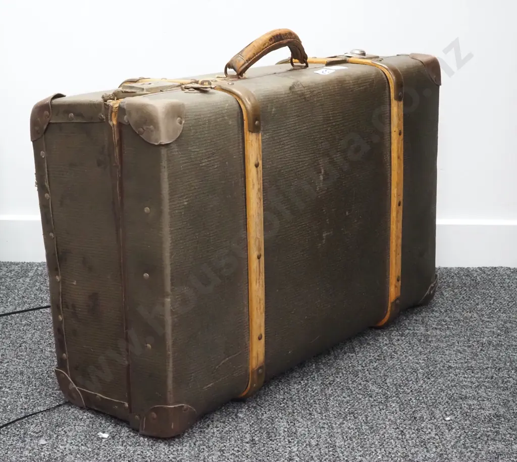 Vintage  Timber Bound Suitcase.  Image 1++