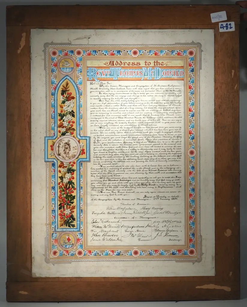 Address to Rev Thomas McDonald - New Zealand Ephemera Interest Image 1++