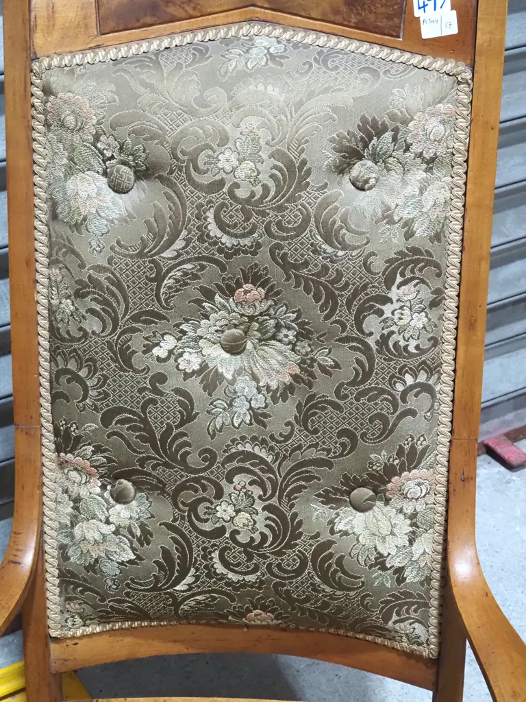 New Zealand Inlaid   Fireside Chair with Bentwood Arms & Applied Gold Buttons Image 1++