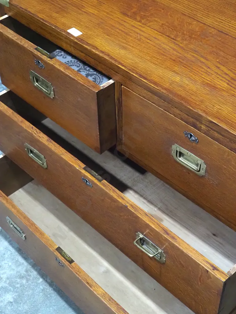 Oak Military Four Drawer Chest.  Image 1++