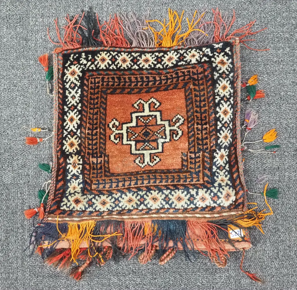 Persian Rug Wall Cushion w Geometric Motif Image 1++