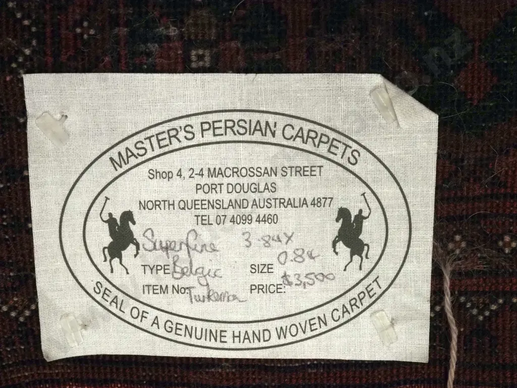 Afghan Runner Crimson Ground w Navy Floral & Foliate Design. Image 1++