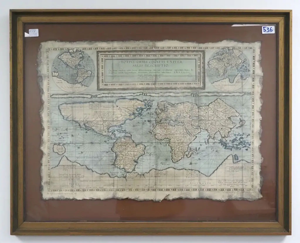 Framed Antiqued Reproduction New World Map by Gerard & Cornelius 1589 Image 1++