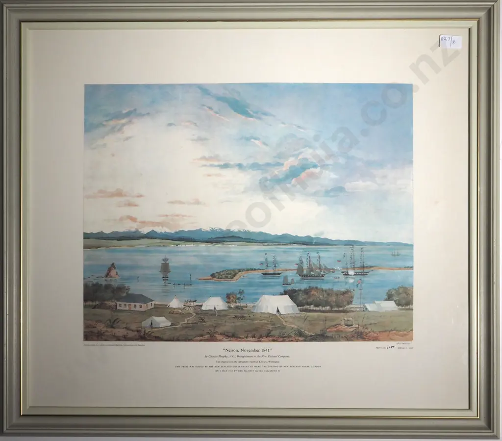 Limited Edition Print View of Nelson In 1841  by Charles Heaphy. Print No 1089. 390 x 495 Image 1++