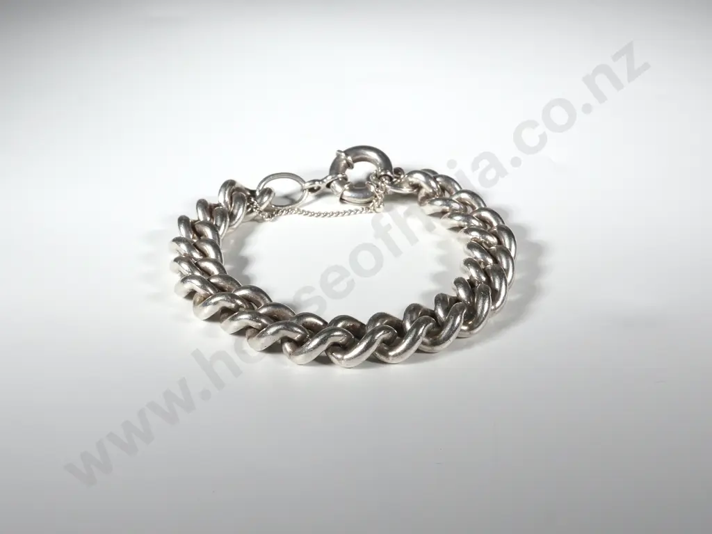 Weighty Sterling Silver Curb Link Bracelet Image 1++