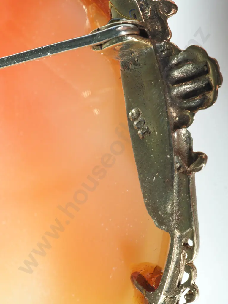 9ct Gold Large Cameo Brooch of Female Profile in Evening Wear Image 1++