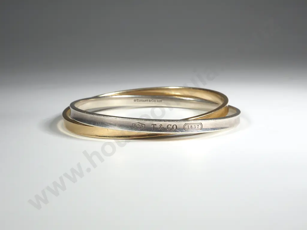 Tiffany & Co 18ct Gold & Sterling Silver Double Bangle Image 1++