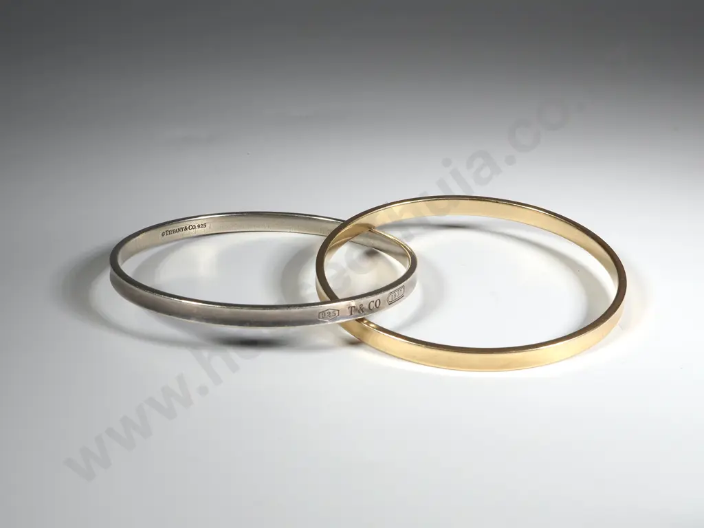 Tiffany & Co 18ct Gold & Sterling Silver Double Bangle Image 1++