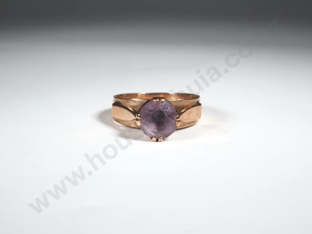 9ct Rose Gold Solitaire Amethyst Ring Image 1++