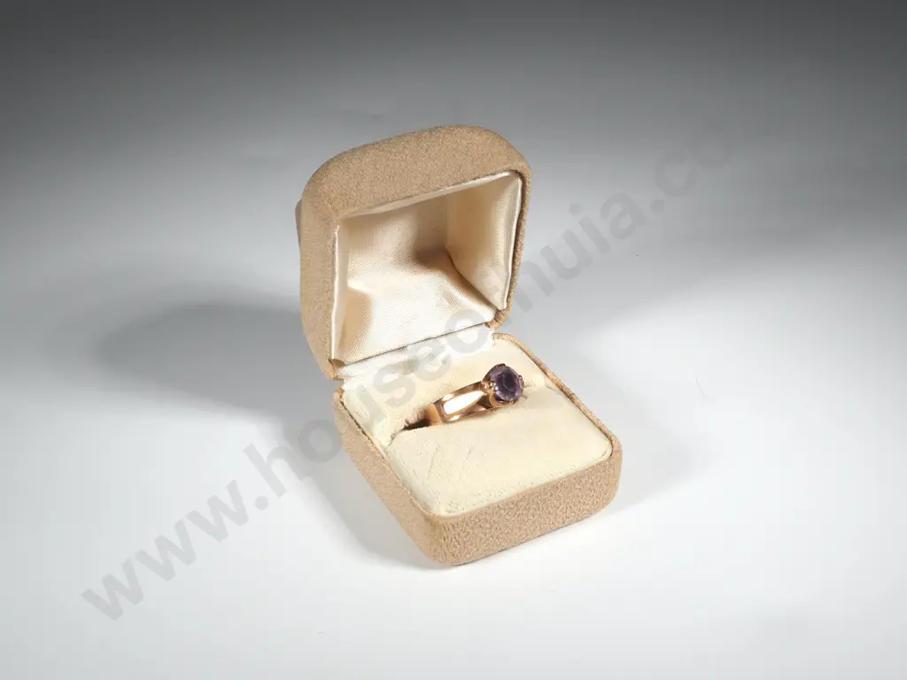 9ct Rose Gold Solitaire Amethyst Ring Image 1++
