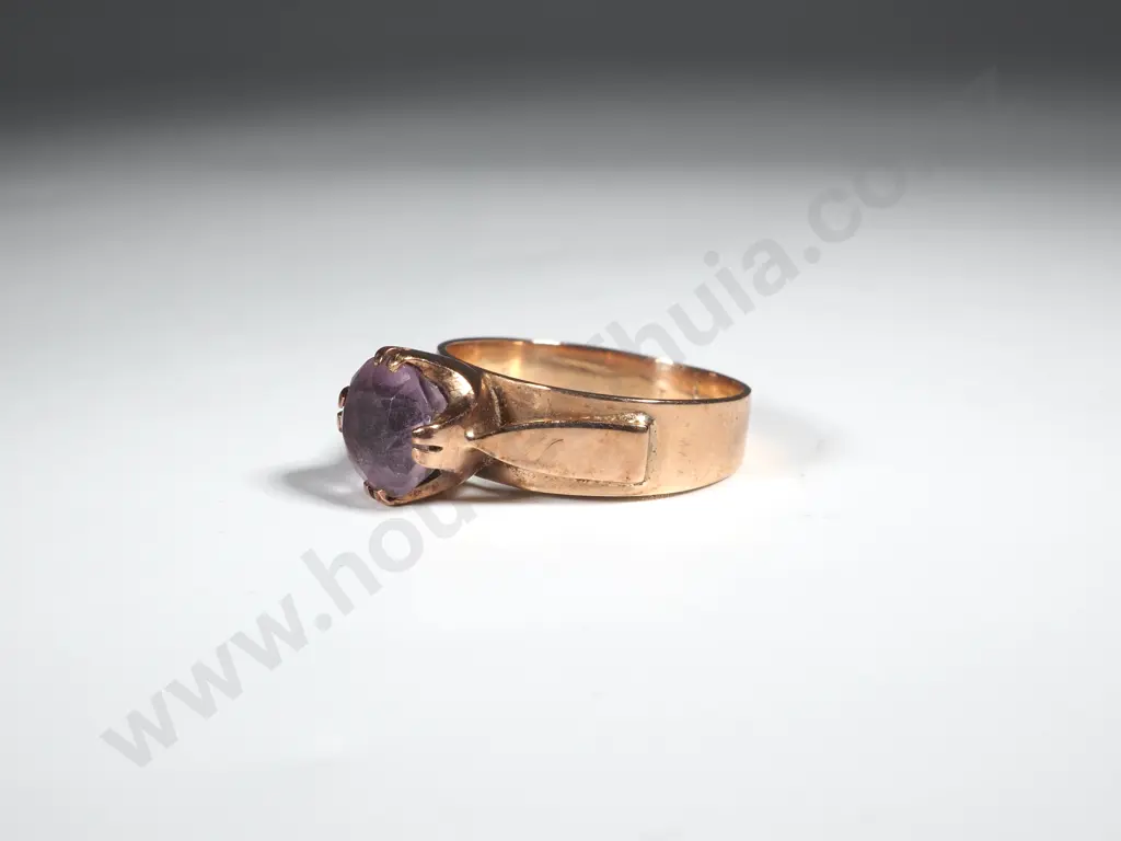 9ct Rose Gold Solitaire Amethyst Ring Image 1++