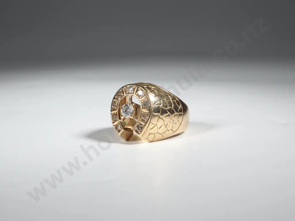 14ct Gold Diamond Horseshoe Ring, Valuation for $6,550.00 Image 1++