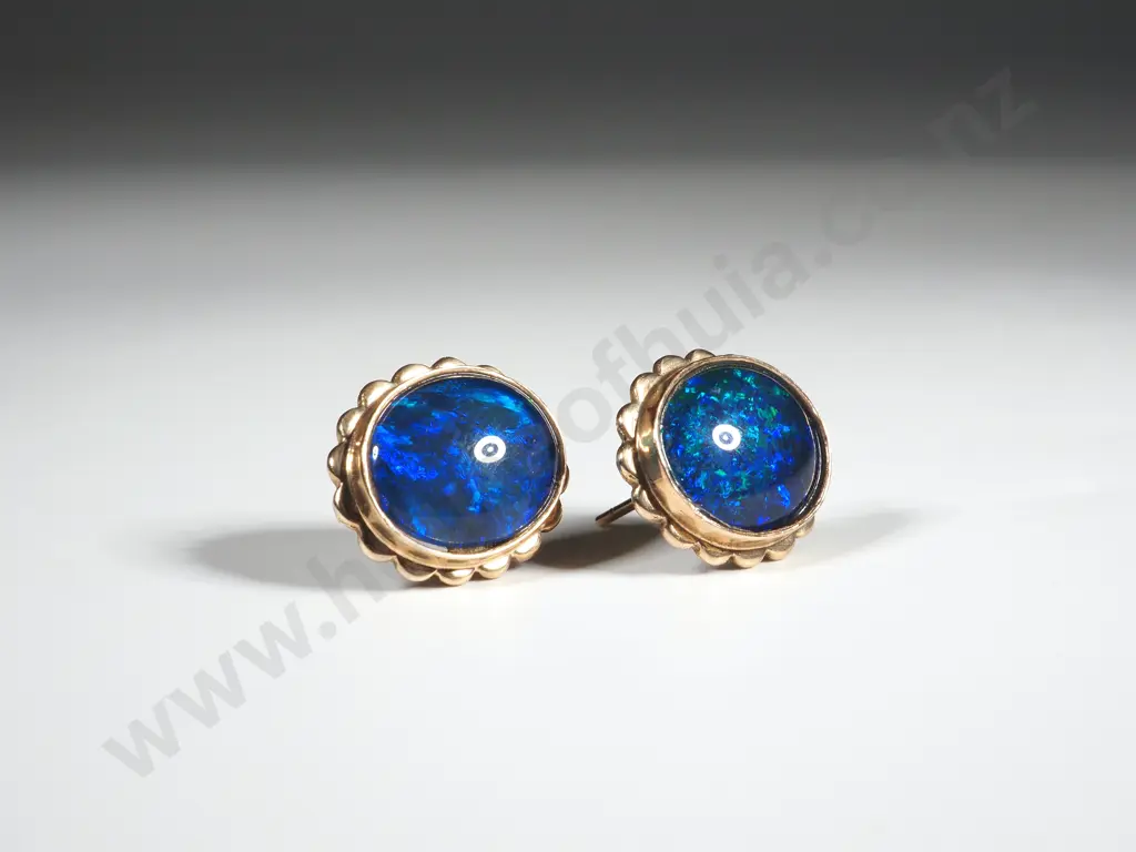 9ct Gold Opal Doublet Earrings Image 1++