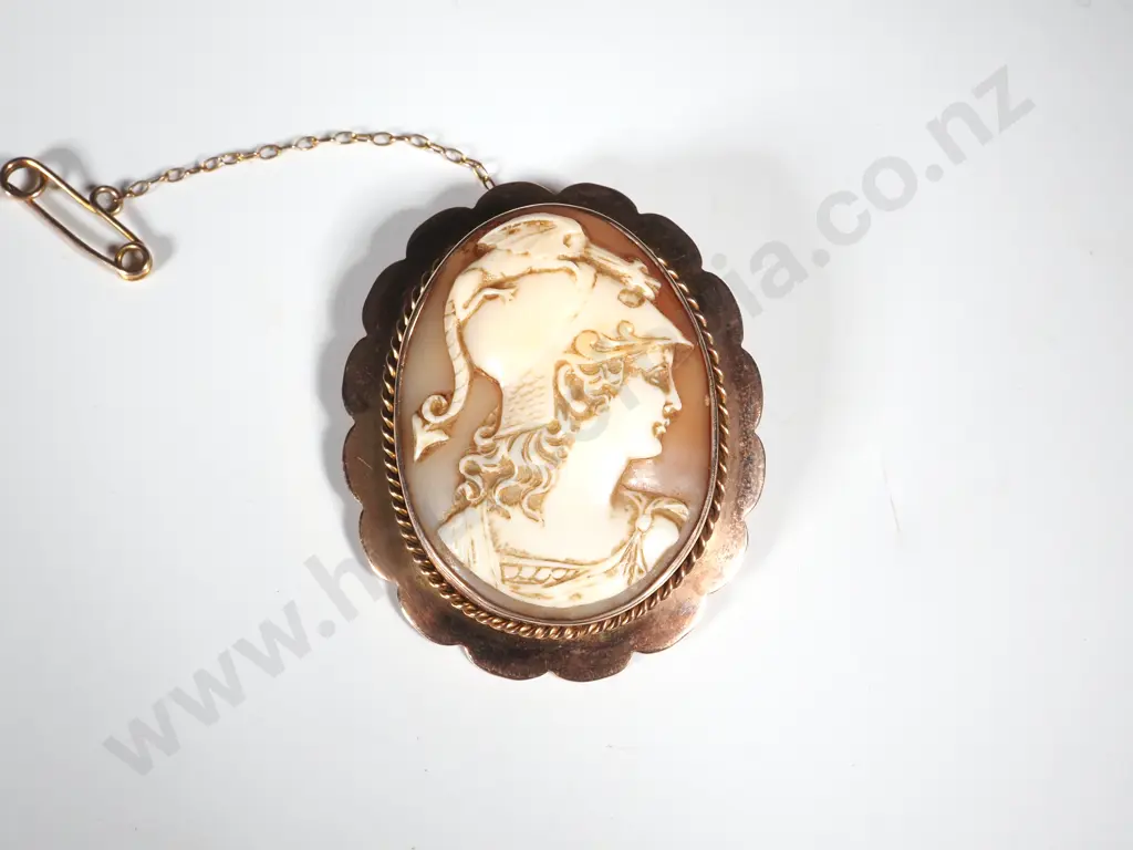 9ct Rose Gold St George & the Dragon Cameo Brooch Image 1++