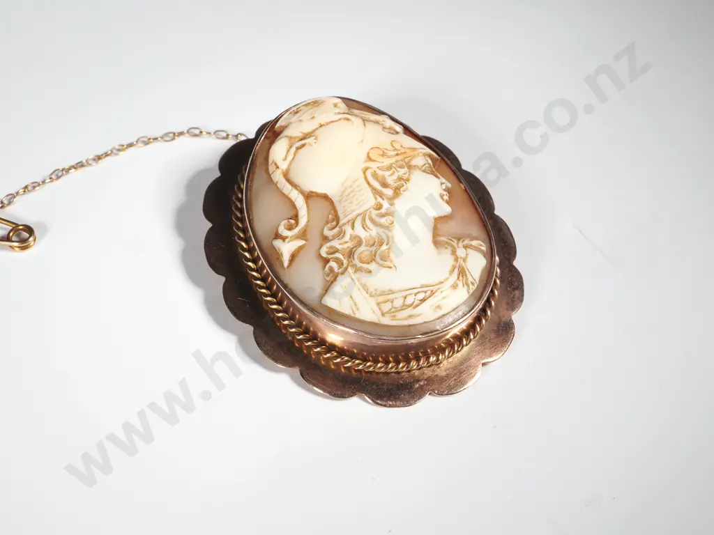 9ct Rose Gold St George & the Dragon Cameo Brooch Image 1++