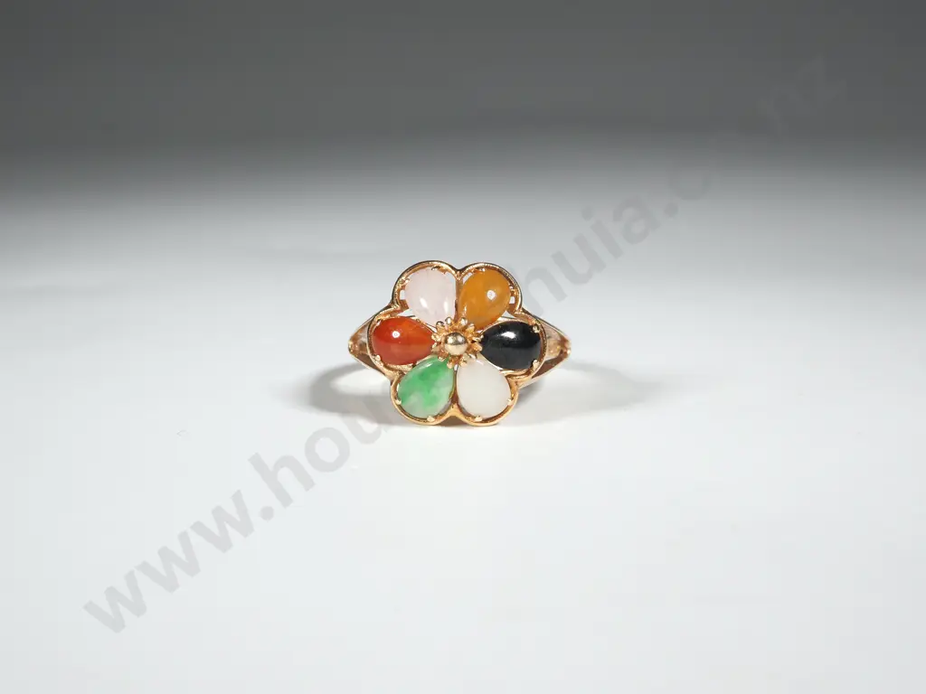 14ct Gold Multi Coloured Gem Ring in Shape of a Daisy Image 1++