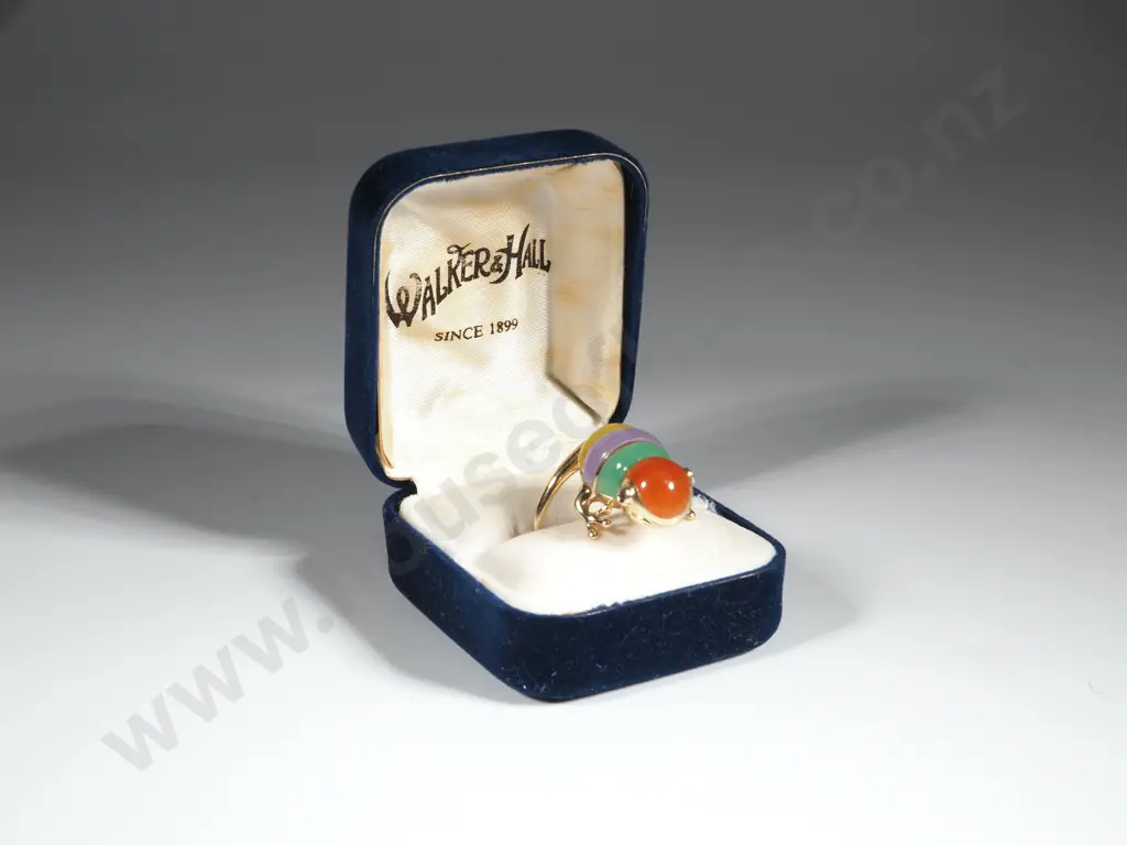 14ct Gold Multi Coloured Gem Set Frog Ring Image 1++