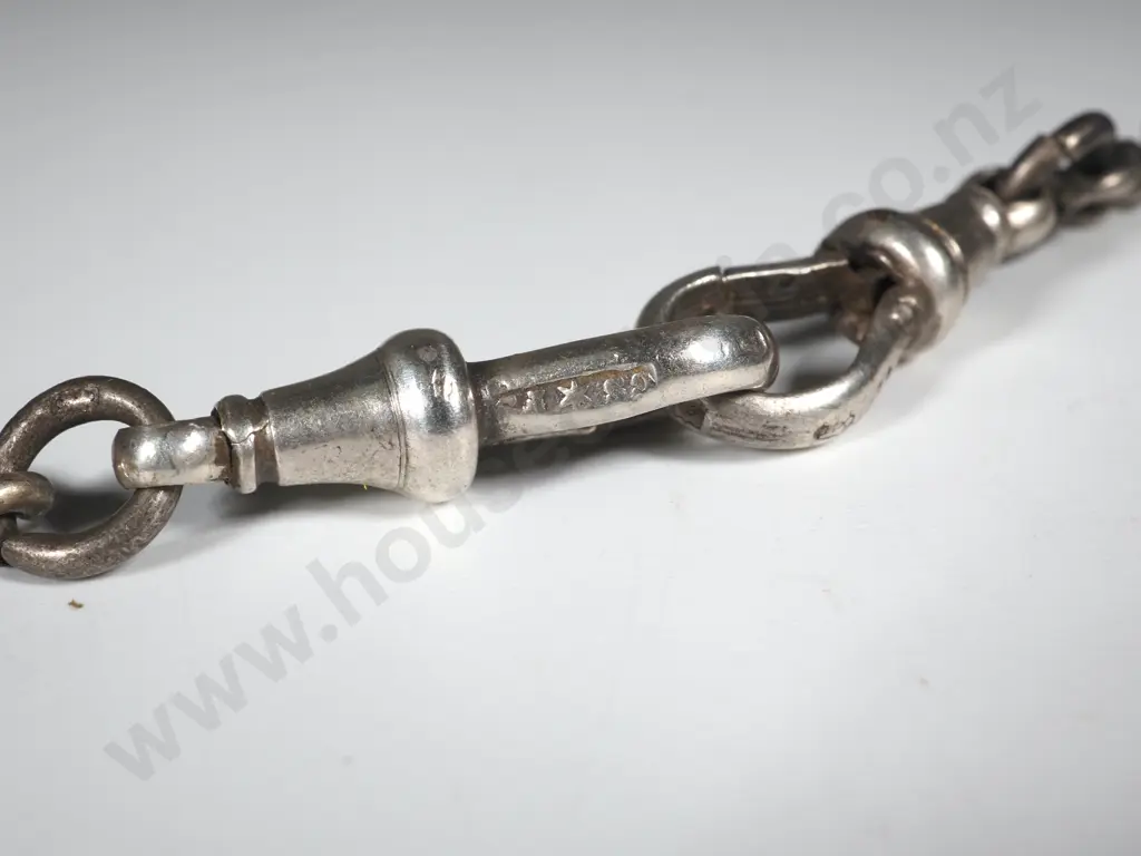 Heavy Sterling Silver Watch Chain with T Bar Image 1++
