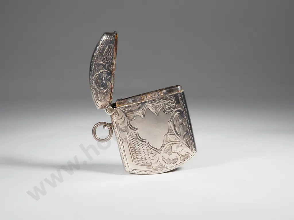 Sterling Silver Highly Decorative Engraved Vesta, Hallmarked Birmingham 1909 Image 1++