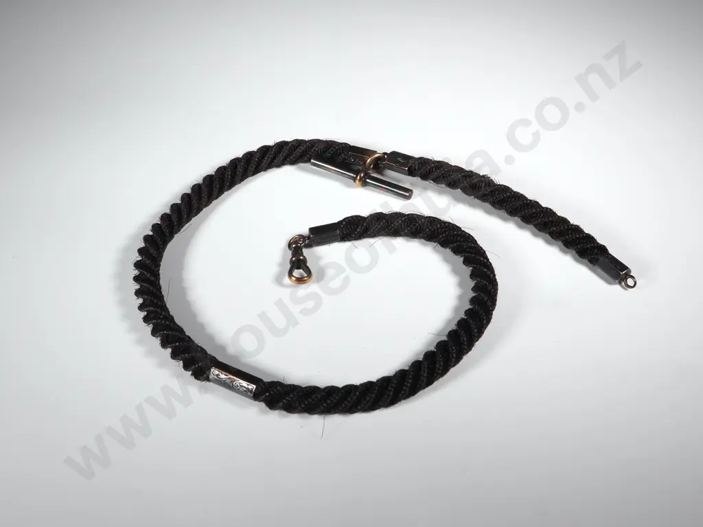 Antique Mourning Fob Chain in Human Hair Image 1++