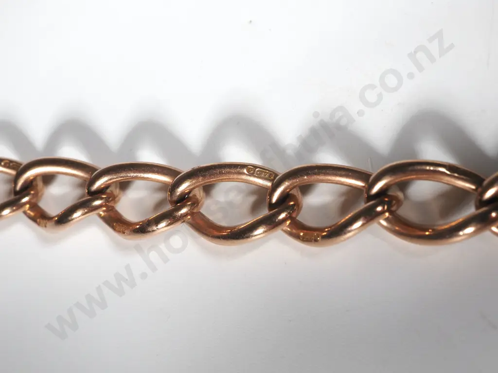 9ct Rose Gold Chain w Impressive Citrine Spinner, Hallmarked Image 1++