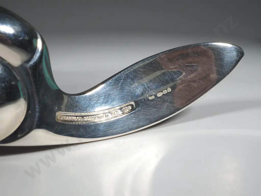 Tiffany and Co Sterling Silver Baby Spoon Rabbits Ear Handle & Swirl Bowl. Stamped Tiffany 925 Image 1++