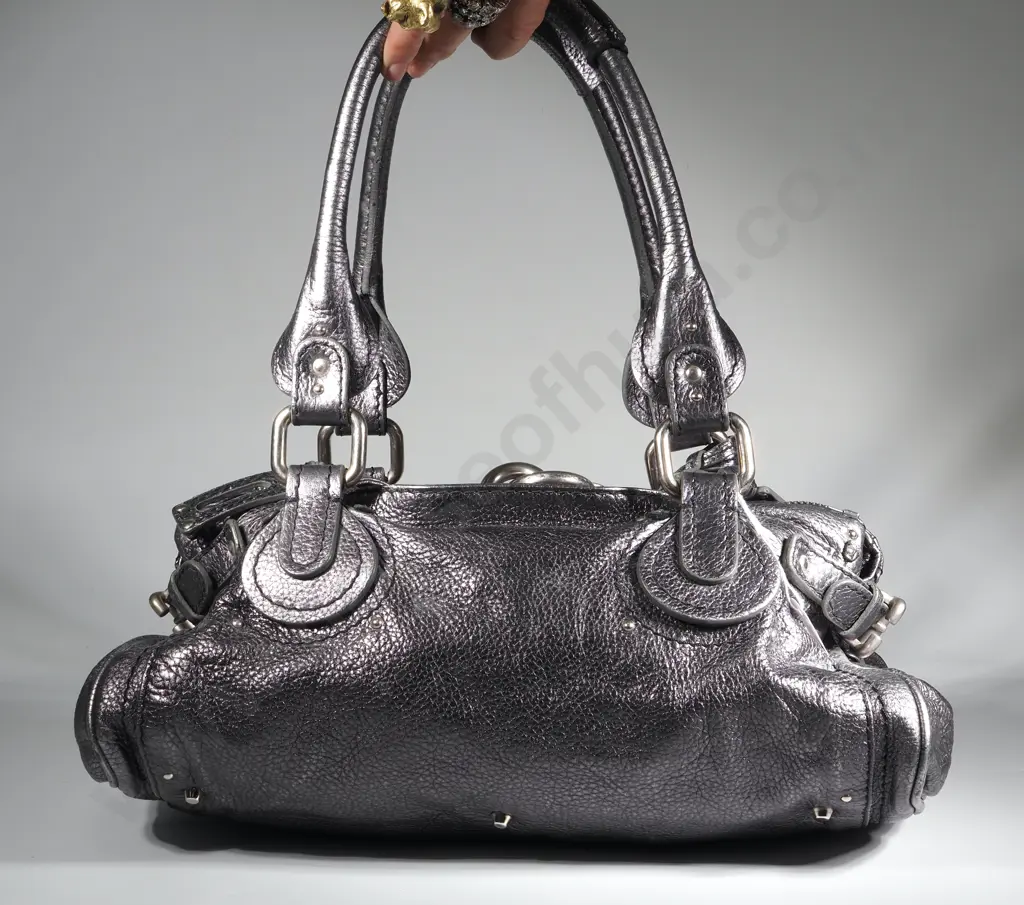 Vintage Chloé Paddington in Anthracite Leather Shoulder Bag – Iconic Y2K Style with Signature Padlock Image 1++