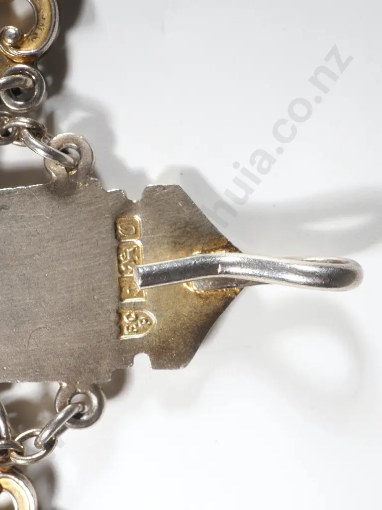 Antique Sterling Silver & Gilt Ornate Chain With Hook, English Hallmarks Image 1++