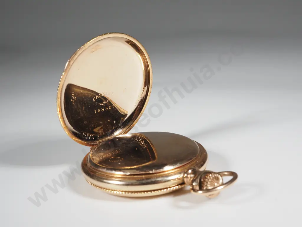 Waltham Cashier Gold Plated Hunter Pocket Watch w Engraved Case Image 1++