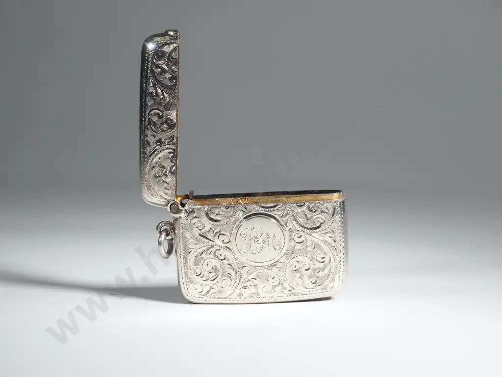 Sterling Silver Ornately Engraved Vesta, Hallmarked Chester 1902 Image 1++