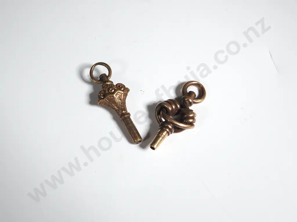 Two Antique Rolled Gold Pocket Watch Winding Keys Image 1++