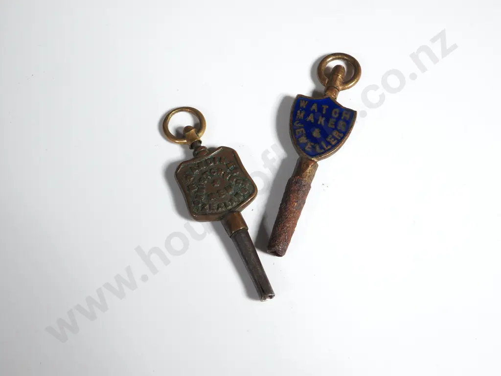 Two Antique New Zealand Jewellers Retailers Pocket Watch Keys Image 1++