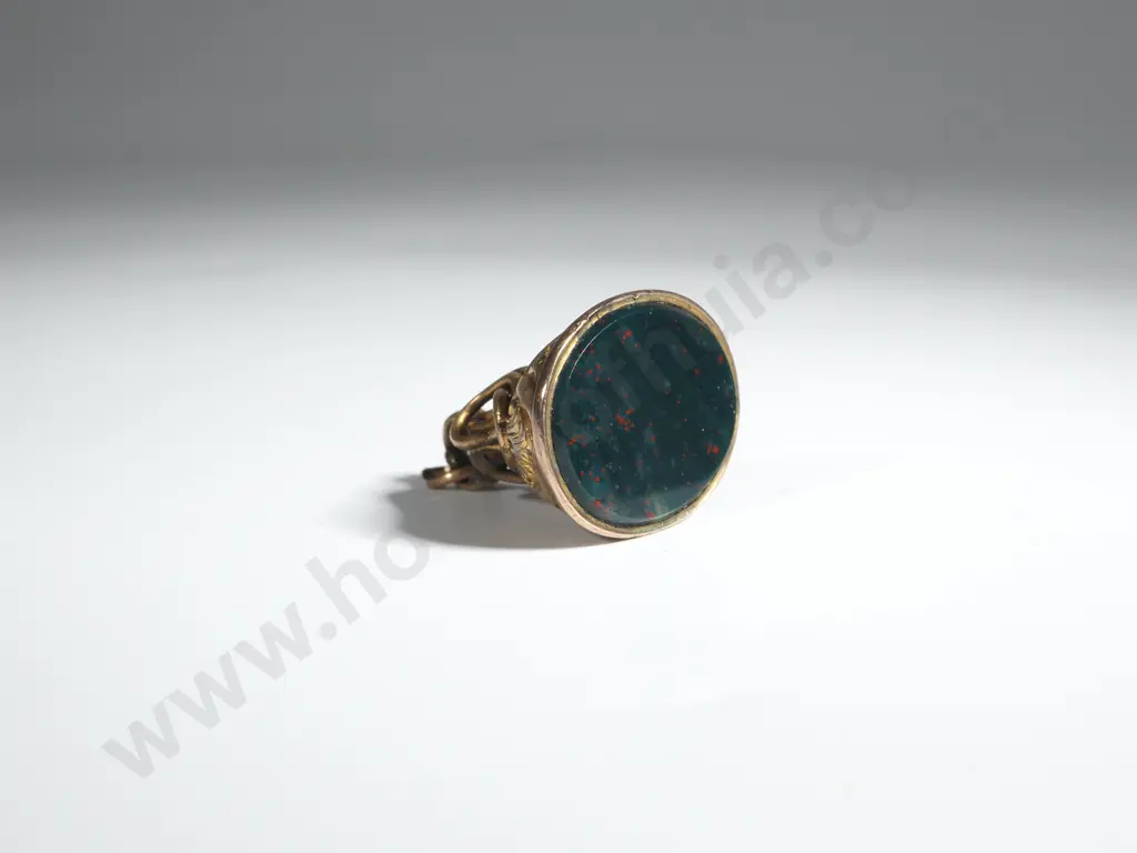 Gold Plated Bloodstone Fob Image 1++