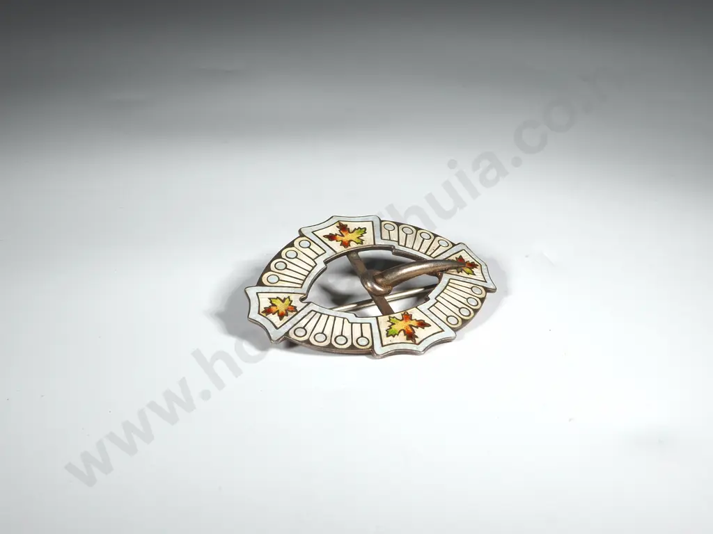 Sterling Silver Fancy Enamel Belt Buckle Brooch Image 1++