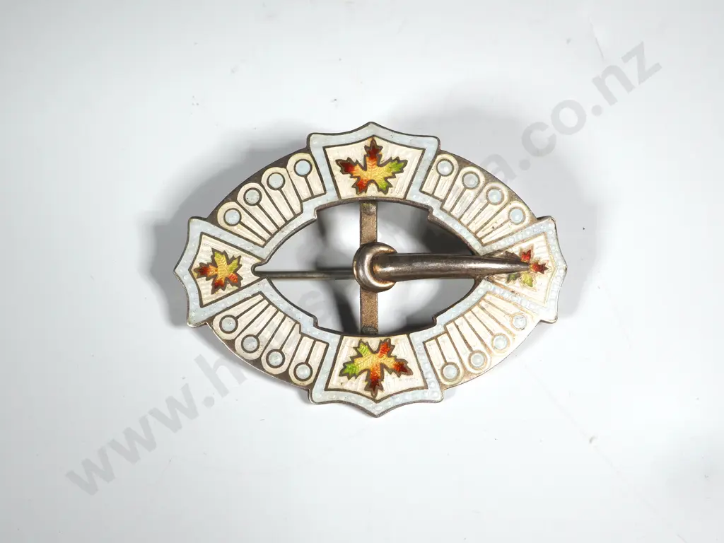 Sterling Silver Fancy Enamel Belt Buckle Brooch Image 1++