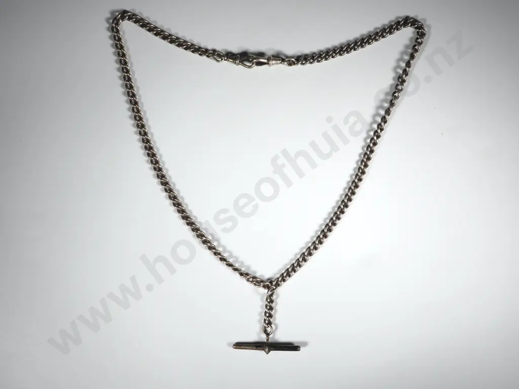 Sterling Silver Watch Chain with T Bar. Image 1++