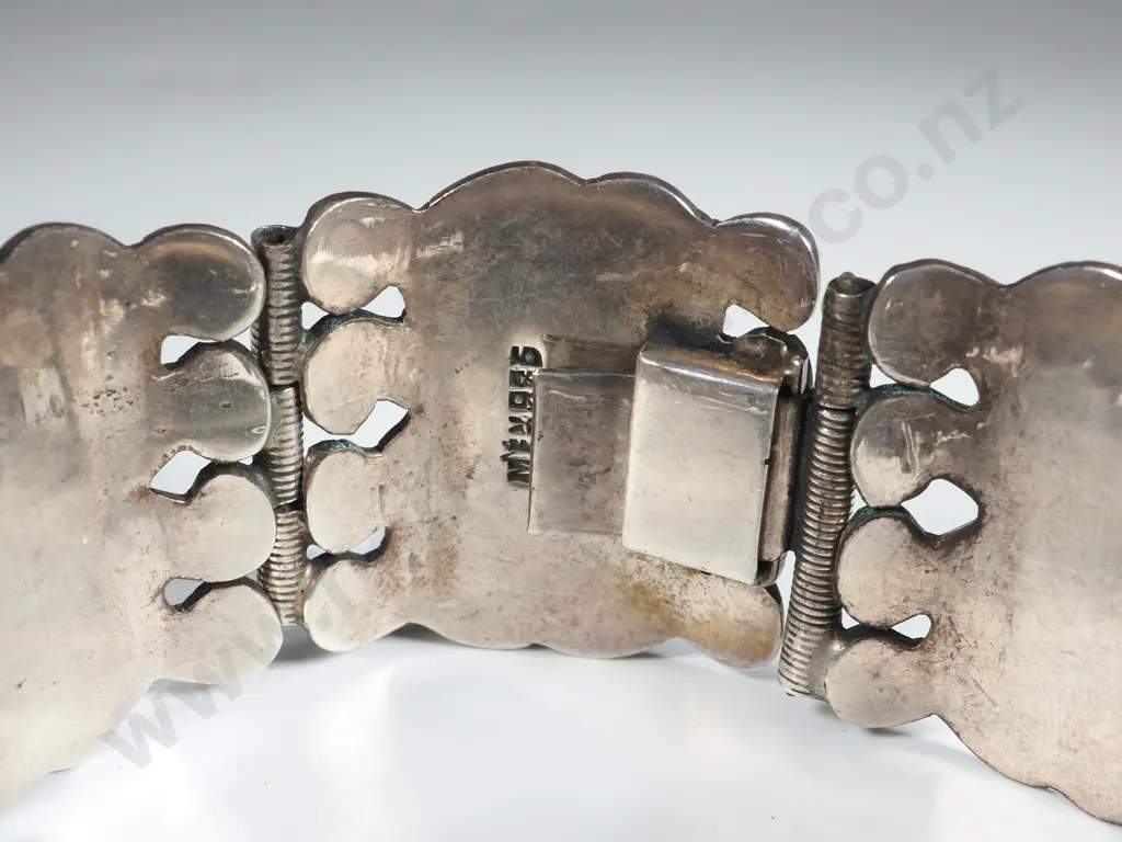 Mexican Silver Hinged Bracelet Image 1++