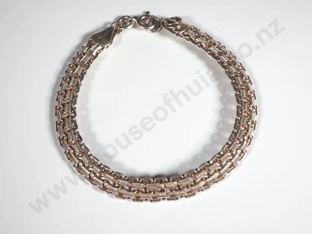 Vintage Sterling Silver Fancy Link  Bracelet  Image 1++