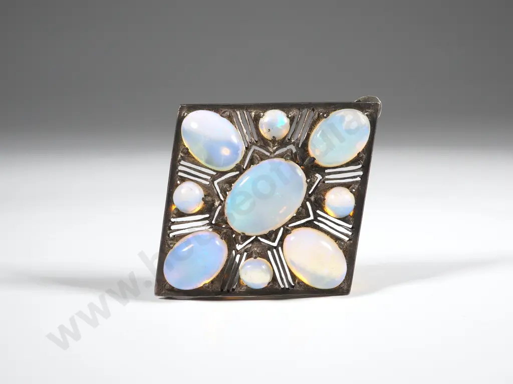 Silver & Moonstone Triangular Shaped Brooch Image 1++