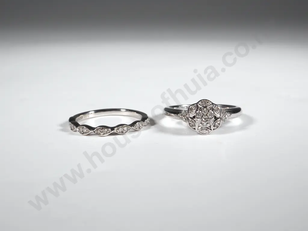 Michael Hil 10ct Gold Diamond Wedding Ring & Eternity Band Set in Box Image 1++