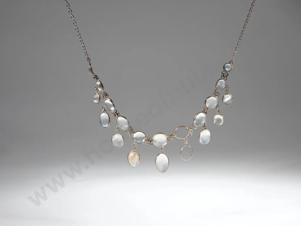 Vintage Moonstone Necklace. Two Moonstones Dislodged but in the Packet Image 1++